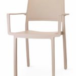 Silla de tecnopolímero color tórtola con reposabrazos - Muncy