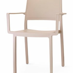 Silla de tecnopolímero color tórtola con reposabrazos - Muncy