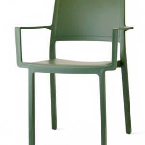 Silla de tecnopolímero reforzado verde con reposabrazos - Muncy