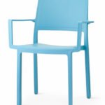 Silla de tecnopolímero reforzado azul con reposabrazos - Muncy