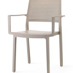 Silla de tecnopolímero marrón reforzado fibra de vidrio con reposabrazos - Milton