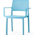 Silla de tecnopolímero azul con reposabrazos - Milton
