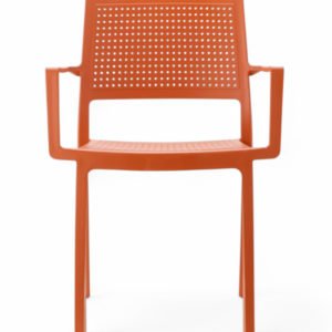 Silla de tecnopolímero terracota con reposabrazos - Milton