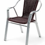 Silla de aluminio y ratán trenzado con reposabrazos - Double