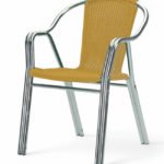 Silla de aluminio y ratán trenzado con reposabrazos - Double