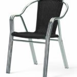 Silla de aluminio y ratán trenzado con reposabrazos - Double