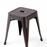 Taburete bajo de hierro gris de estilo industrial - Industrial