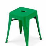Taburete bajo de hierro verde para hosteleria - Industrial