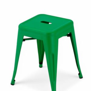 Taburete bajo de hierro verde para hosteleria - Industrial