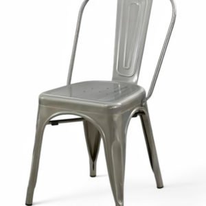 Silla de hierro gris metálico de estilo industrial para hostelería - Industrial