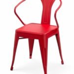 Silla de hierro rojo de estilo industrial con reposabrazos - Industrial