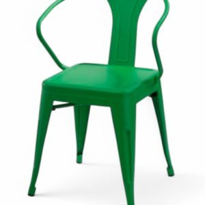 Silla de hierro verde de estilo industrial con reposabrazos - Industrial