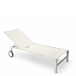 Tumbona para hosteleria de aluminio y textilene blanco con ruedas - Peacock