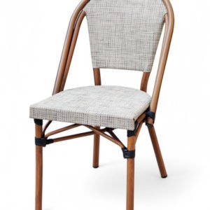 Silla Parisina de aluminio color madera y textilene gris - Addison