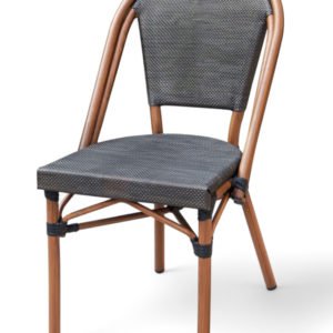 Silla Parisina de aluminio color madera y textilene marrón - Addison