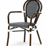 Sillon Parisina de aluminio y ratán negro con reposabrazos - Addison