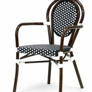 Sillon Parisina de aluminio y ratán negro con reposabrazos - Addison