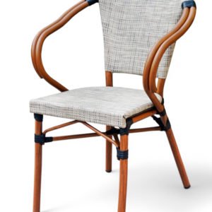 Sillón Parisino de aluminio color madera y textilene gris - Troy