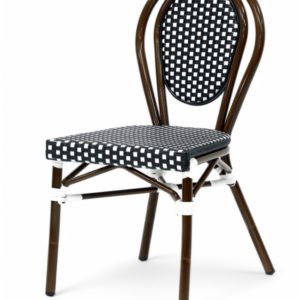 Silla Parisina de aluminio y ratán negro con reposabrazos - Addison