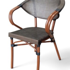 Sillón Parisino de aluminio color madera y textilene marrón - Owego