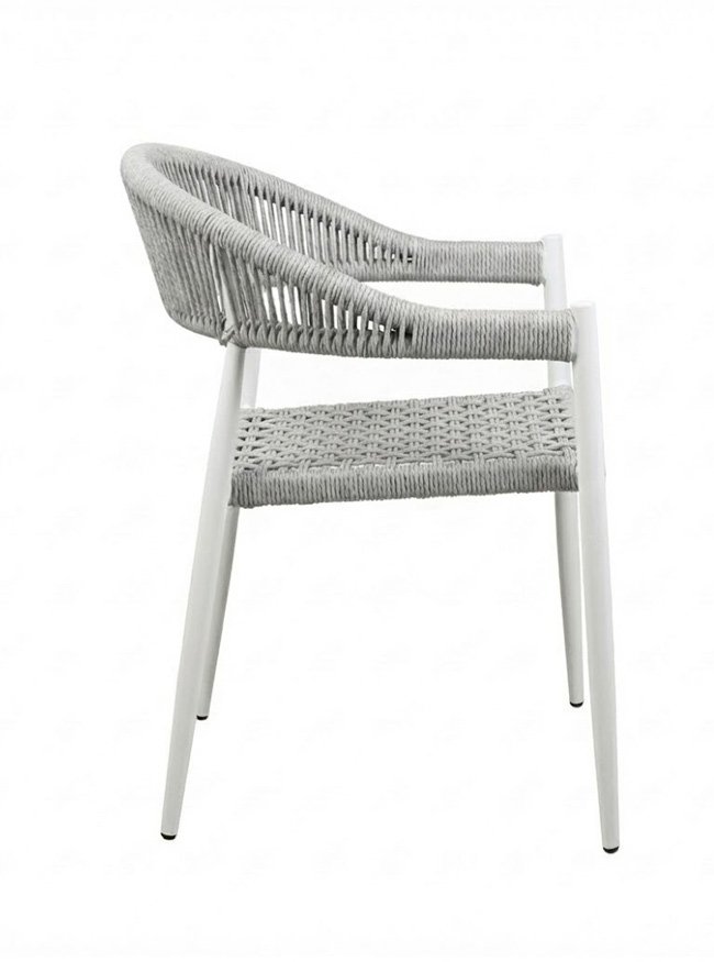 Silla de hostelería de aluminio blanco y cuerda - Hutsch