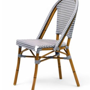 Silla Parisina de aluminio y ratán gris - Sayre