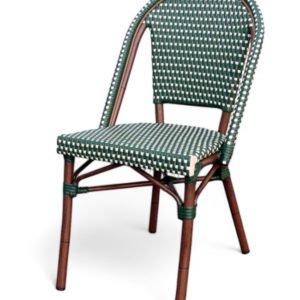 Silla Parisina de aluminio y ratán verde - Sayre
