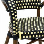 Sillón Parisina de aluminio y ratán negro con reposabrazos- Sayre