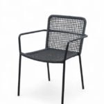 Silla de hostelería de hierro negro y cuerda marrón - Medford