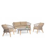 Conjunto de sofás 4 plazas de aluminio y cuerda - Biarriz