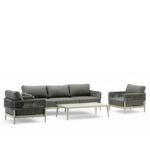 Conjunto de 5 plazas de aluminio y cuerda gris - Varesse