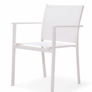 Silla de hostelería de aluminio y textilene blanco con reposabrazos - Canton