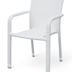 Silla hosteleria de ratán sintético blanco y aluminio- Sparky