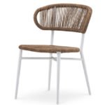 Sillla de hosteleria de aluminio blanco y cuerda marrón - Seneca