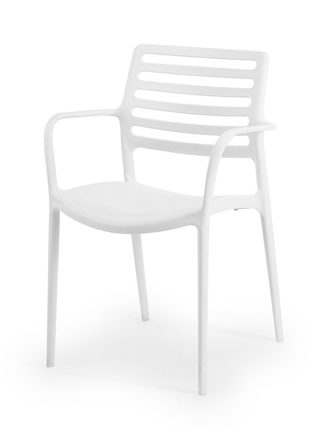 Silla de hosteleria de polipropileno blanco con reposabrazos - Reading