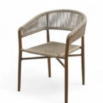 Silla de hostelería de aluminio taupé y cuerda - Merrill