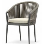 Silla de hostelería de aluminio antracita y cuerda con cojín - Ithaca