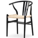 Silla de hostelería de madera negra y asiento de cuerda trenzada - Tribeca