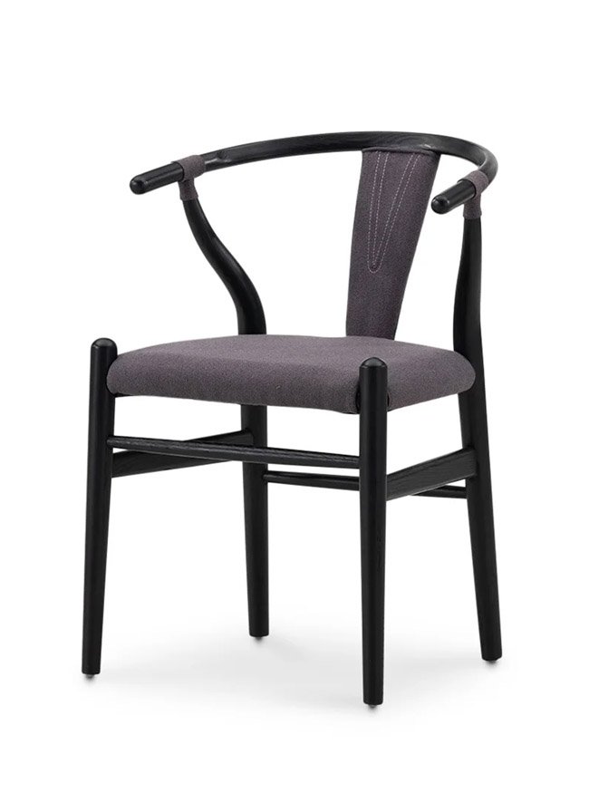 Silla de hostelería de madera tapizada negro - Harrison