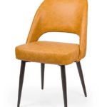 Silla de hostelería de acero tapizada mostaza - Harlem