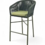 Taburete de bar de aluminio y cuerda con cojín verde - Hornell