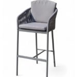 Taburete de bar de aluminio y cuerda con cojín marrón - Mercer