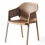 Silla con reposabrazos de tecnopolímero tórtora para hosteleria - Nausa