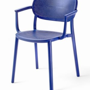 Silla de hostelería de tecnopolímero con reposabrazos azul - Berat