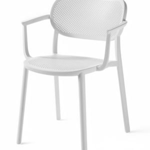 Silla de hostelería de tecnopolímero con reposabrazos blanco - Berat