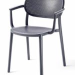 Silla de hostelería de tecnopolímero con reposabrazos gris- Berat