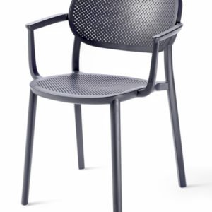 Silla de hostelería de tecnopolímero con reposabrazos gris- Berat