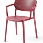 Silla de hostelería de tecnopolímero con reposabrazos rojo - Berat