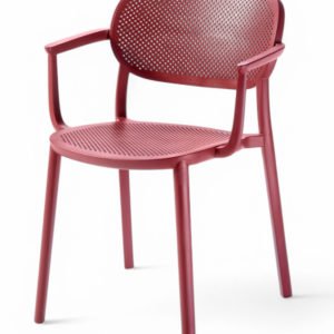 Silla de hostelería de tecnopolímero con reposabrazos rojo - Berat