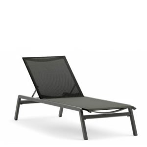 Tumbona para hoteles de aluminio y textilene antracita con ruedas - Shore